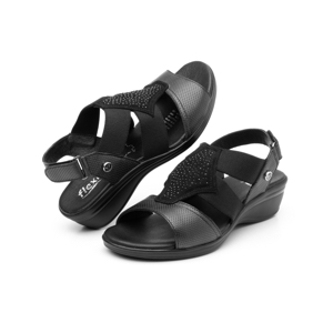 Women's Casual Flexi Self-Adjusting Sandal - Style 100007 Black