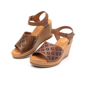 Women's Urban Flexi Decorative Punched Sandal - Style 100707 Brown