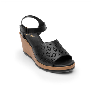 Women's Urban Flexi Decorative Punched Sandal - Style 100707 Black