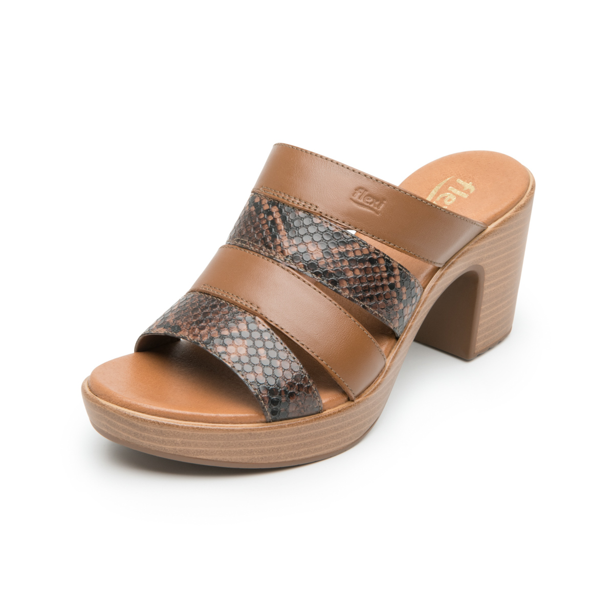 Sandalia Con Tacón Flexi para Mujer Estilo 102911 Café