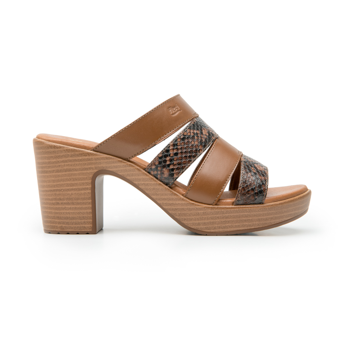 Sandalia Con Tacón Flexi para Mujer Estilo 102911 Café