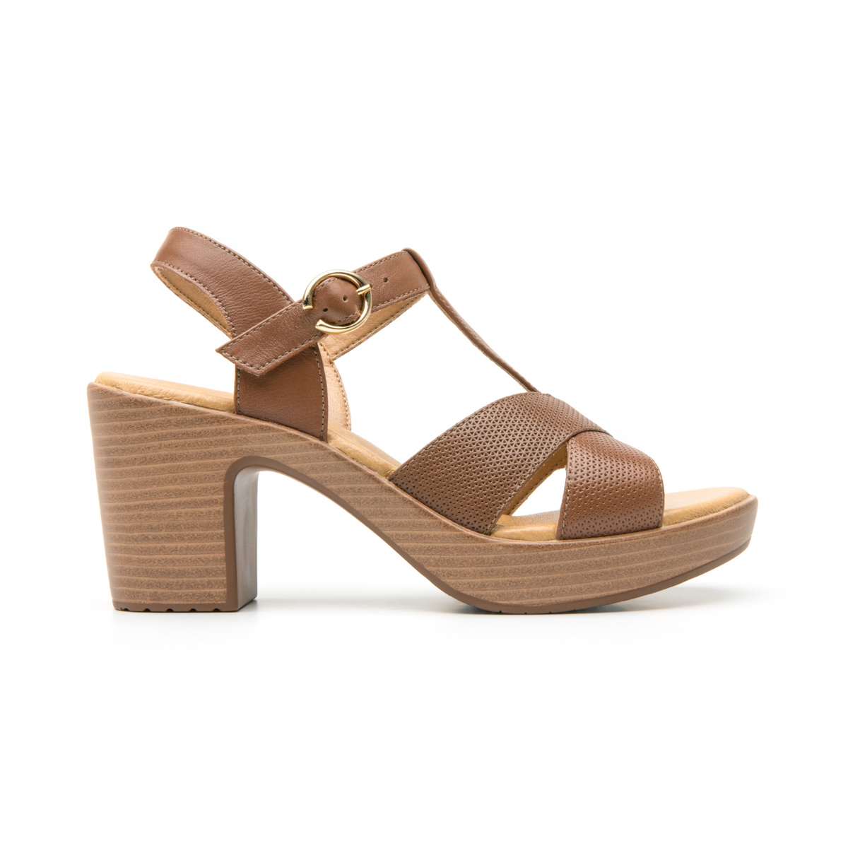 Sandalia Con Tacón Flexi para Mujer Estilo 102912 Tan