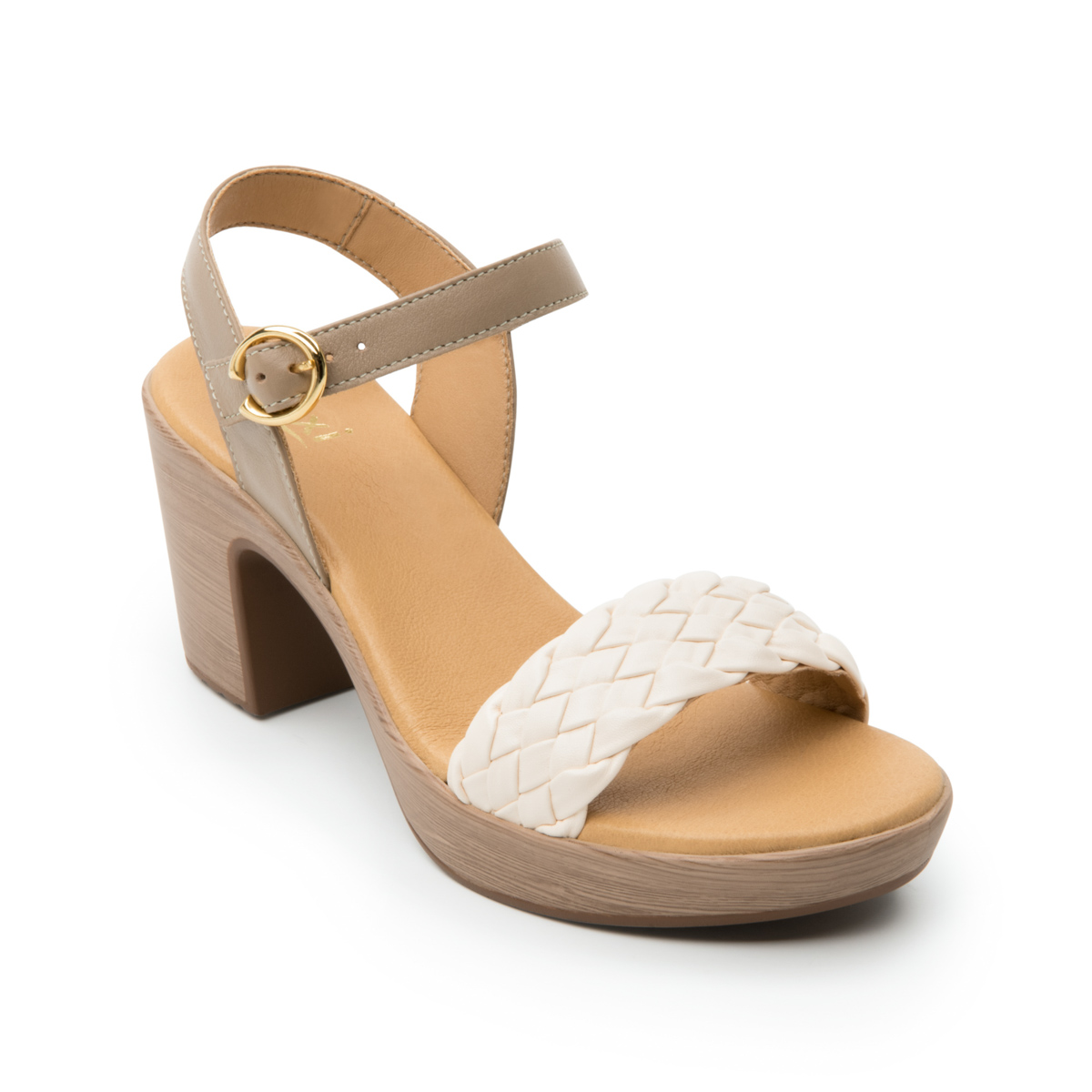 Sandalia Con Tacón Flexi para Mujer Estilo 102914 Beige