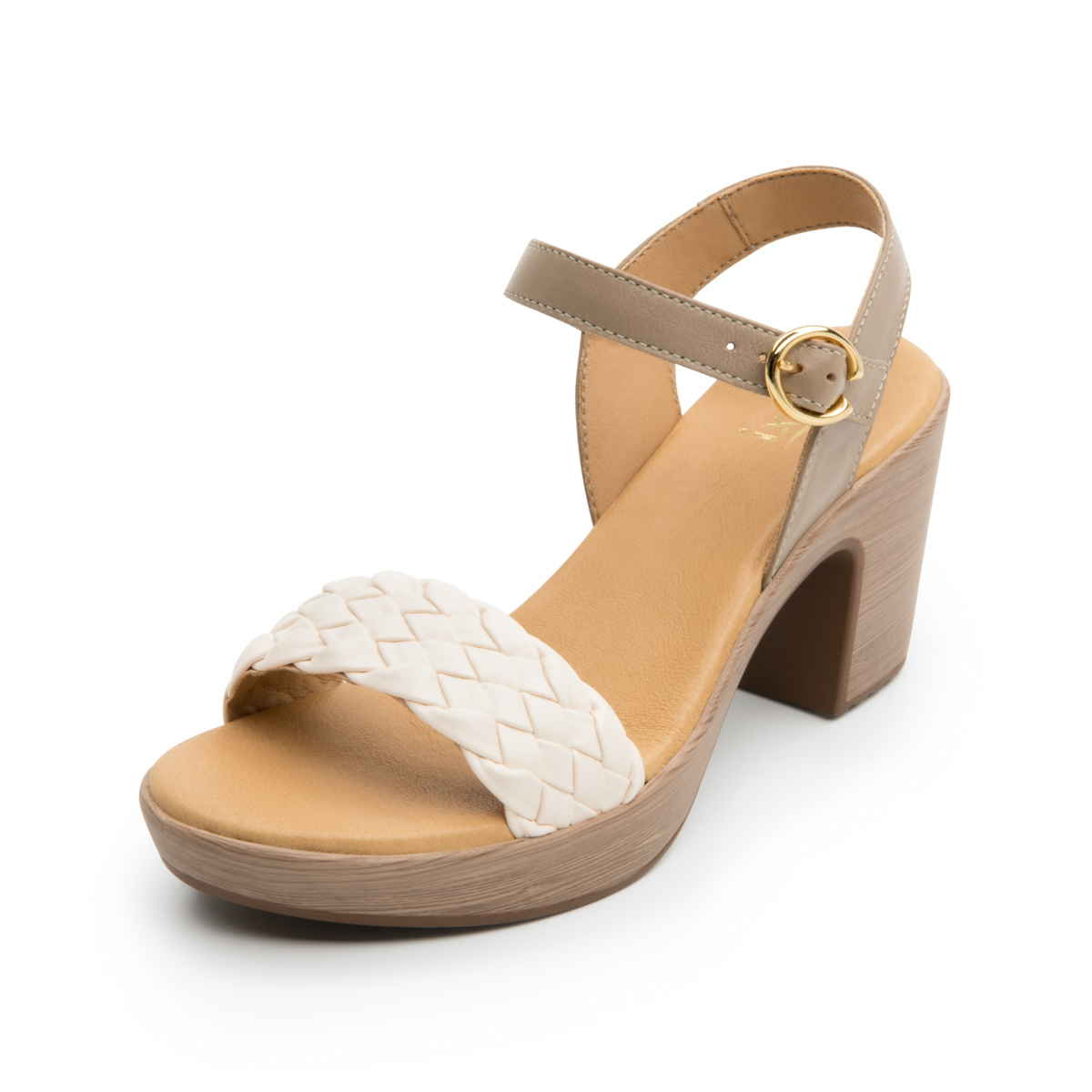 Sandalia Con Tacón Flexi para Mujer Estilo 102914 Beige
