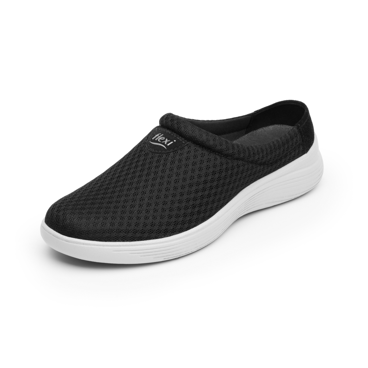 Slip On De Malla Flexi para Mujer con Flowtek Estilo 104902 Negro