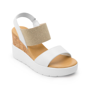 Sandalia Con Plataforma Flexi para Mujer con Autoajuste Estilo 107305 Blanco Sandalia Con Plataforma Flexi para Mujer con Autoajuste Estilo 107305 Blanco
