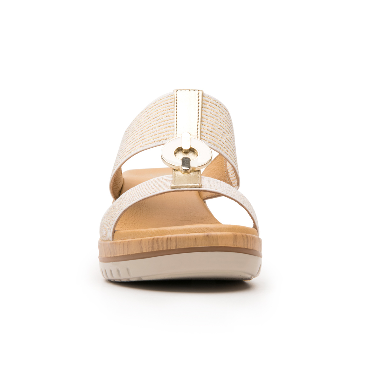 Sandalia Con Plataforma Y Herraje Flexi para Mujer con Autoajuste Estilo 113306 Oro