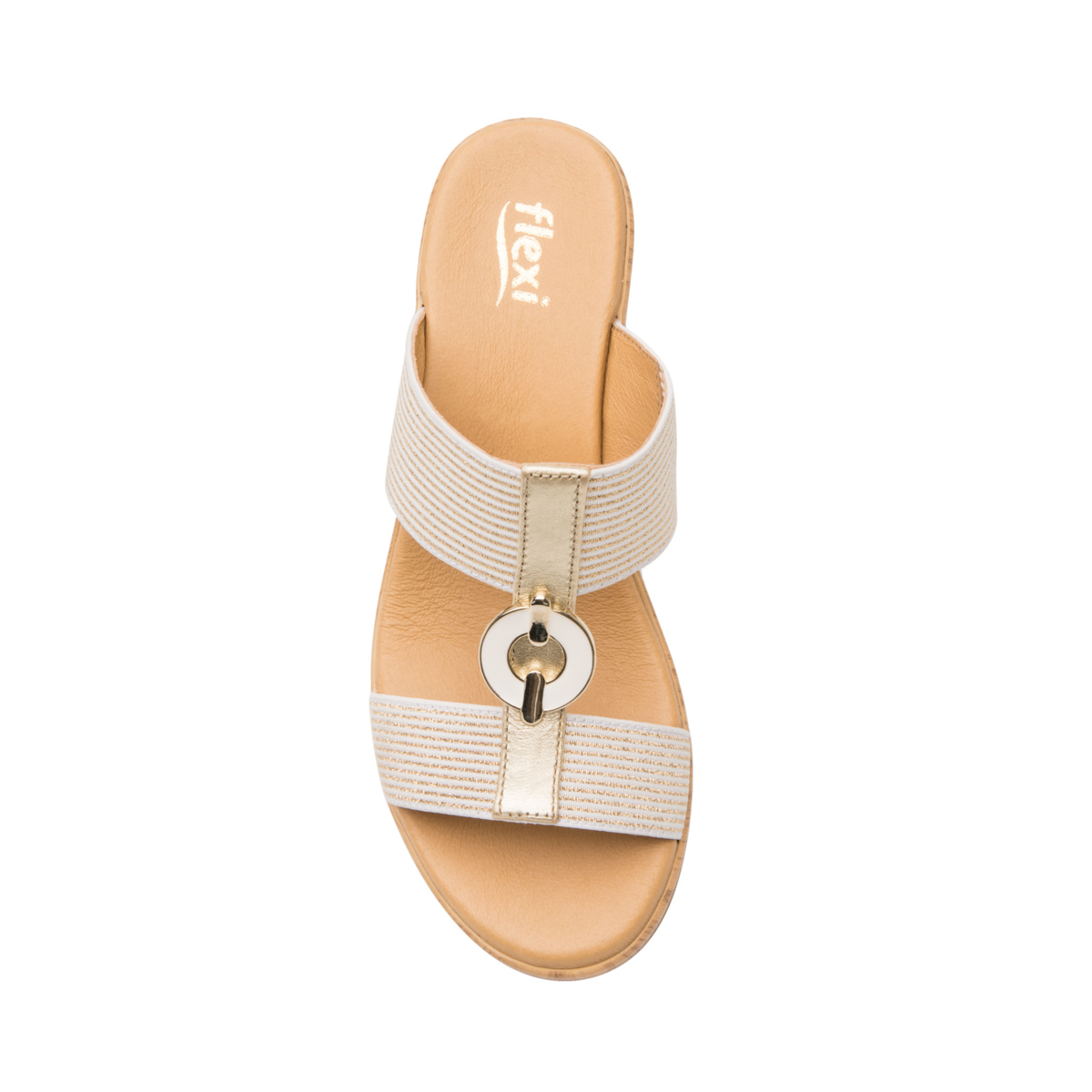 Sandalia Con Plataforma Y Herraje Flexi para Mujer con Autoajuste Estilo 113306 Oro