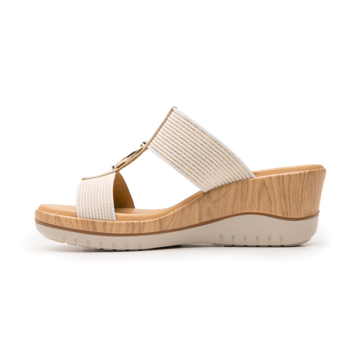 Sandalia Con Plataforma Y Herraje Flexi para Mujer con Autoajuste Estilo 113306 Oro