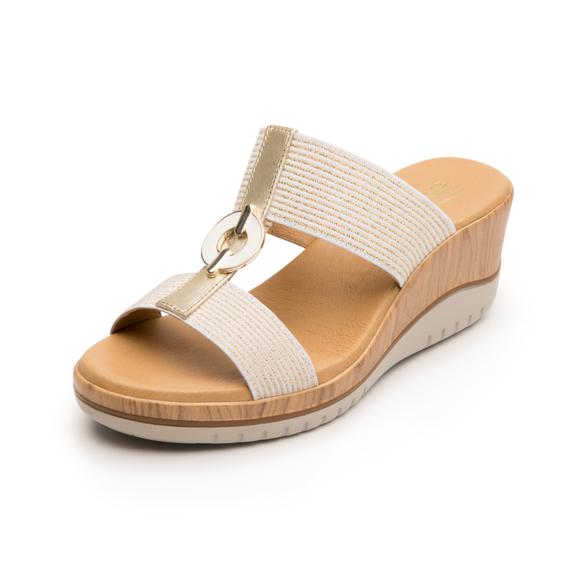 Sandalia Con Plataforma Y Herraje Flexi para Mujer con Autoajuste Estilo 113306 Oro