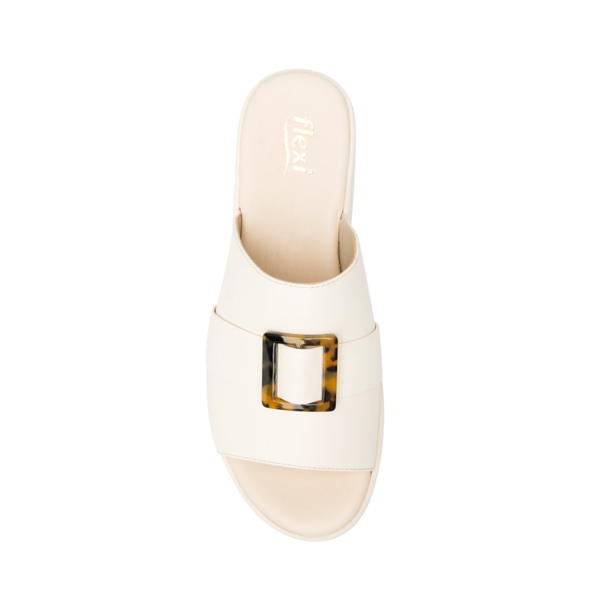 Sandalia Plataforma Corrida Flexi para Mujer con Plantilla Transpirable Estilo 115305 Hueso