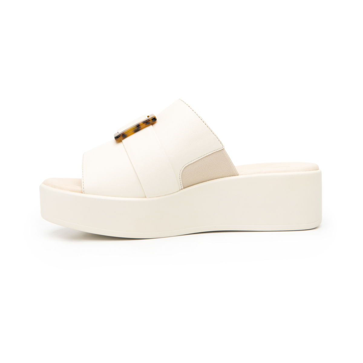 Sandalia Plataforma Corrida Flexi para Mujer con Plantilla Transpirable Estilo 115305 Hueso