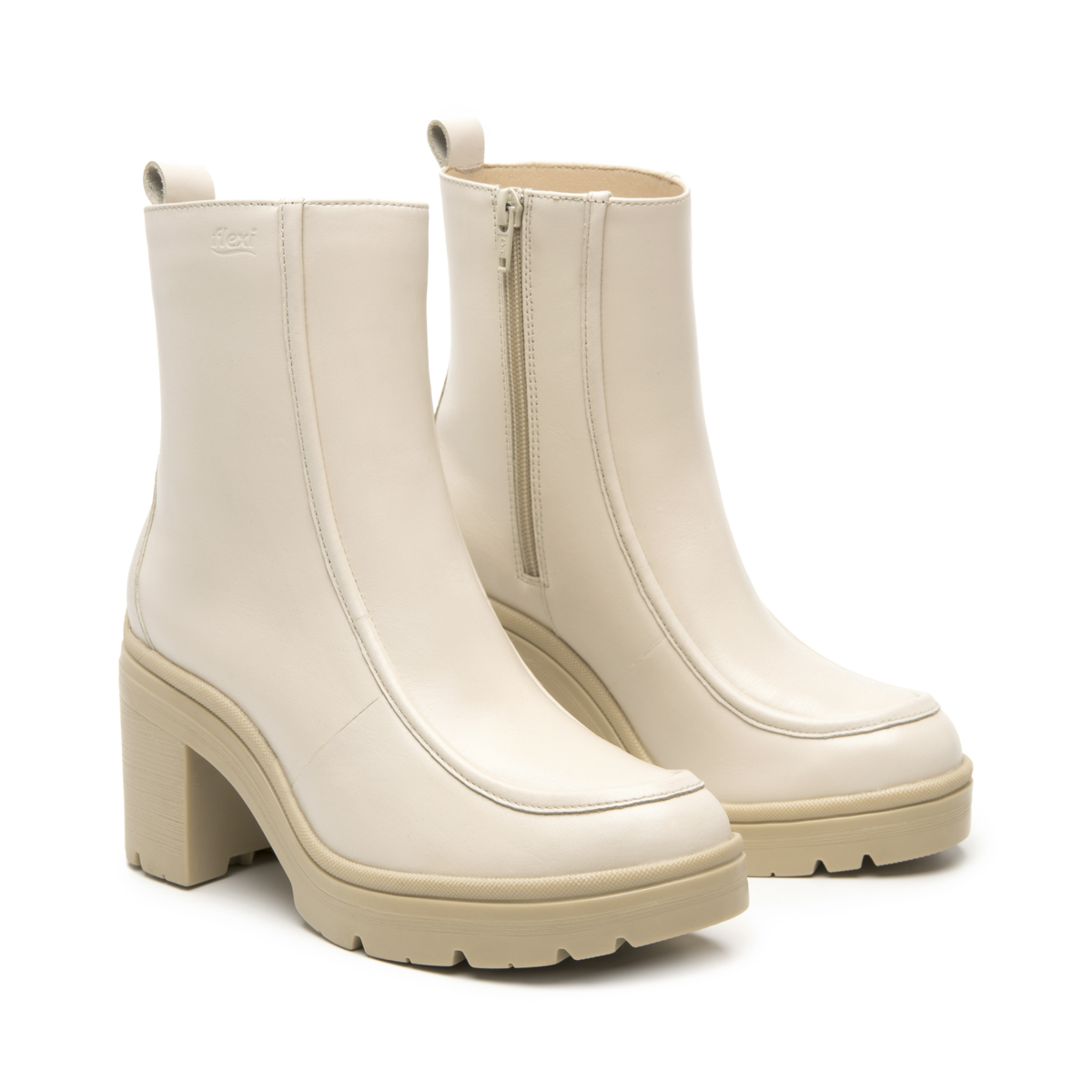 Bota Semivestir Flexi para Mujer con Cierre Interno Estilo 119606 Beige