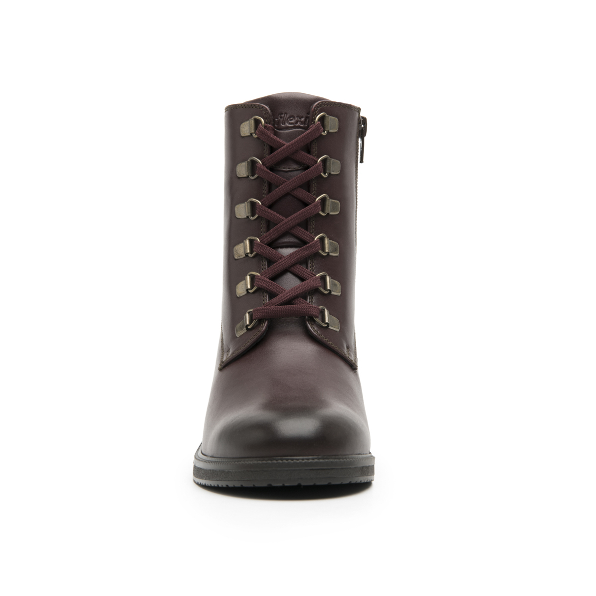 Bota Militar Flexi para Mujer con Cierre Interno Estilo 120504 Vino