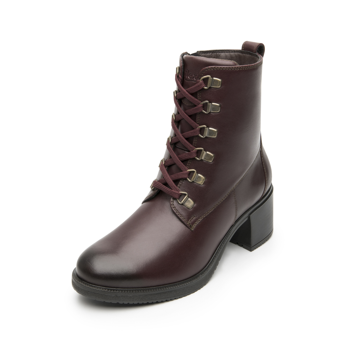 Bota Militar Flexi para Mujer con Cierre Interno Estilo 120504 Vino