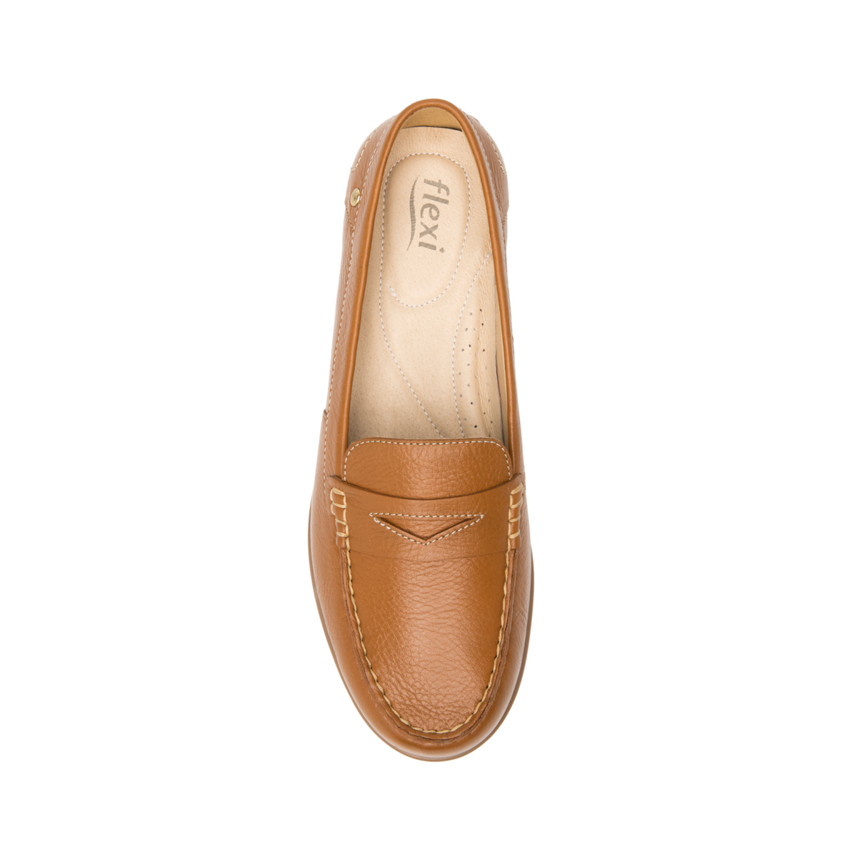 Mocasín Con Antifaz Flexi para Mujer con Acabado Tamporeado Estilo 124301 Tan