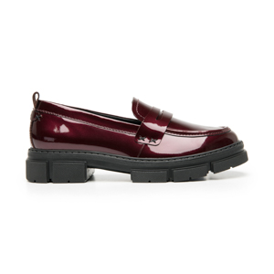 Women's Chunky Leather Loafer Style 124602 Wine