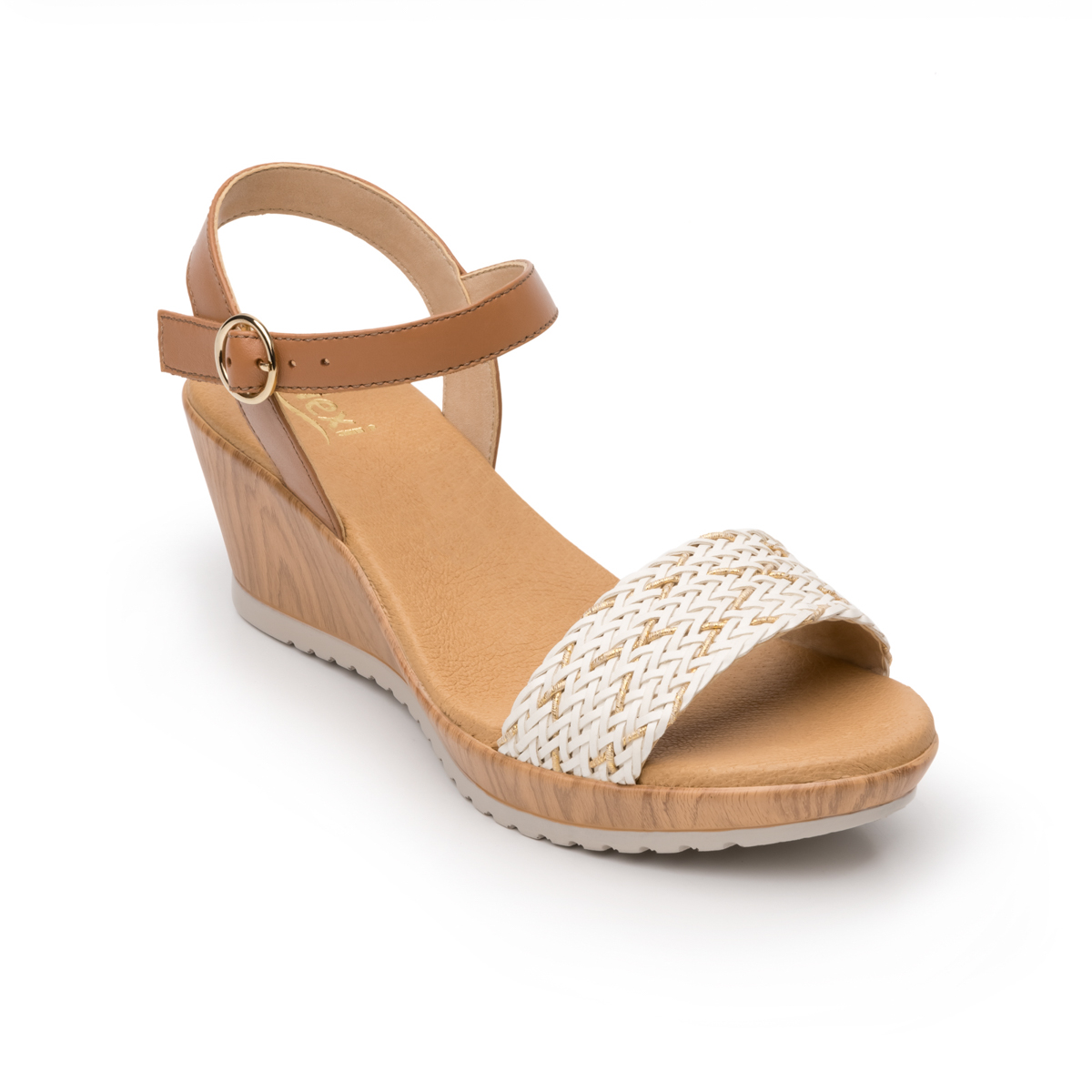 Women's Flexi Casual with Braided Strap Sandal - Style 34514 White