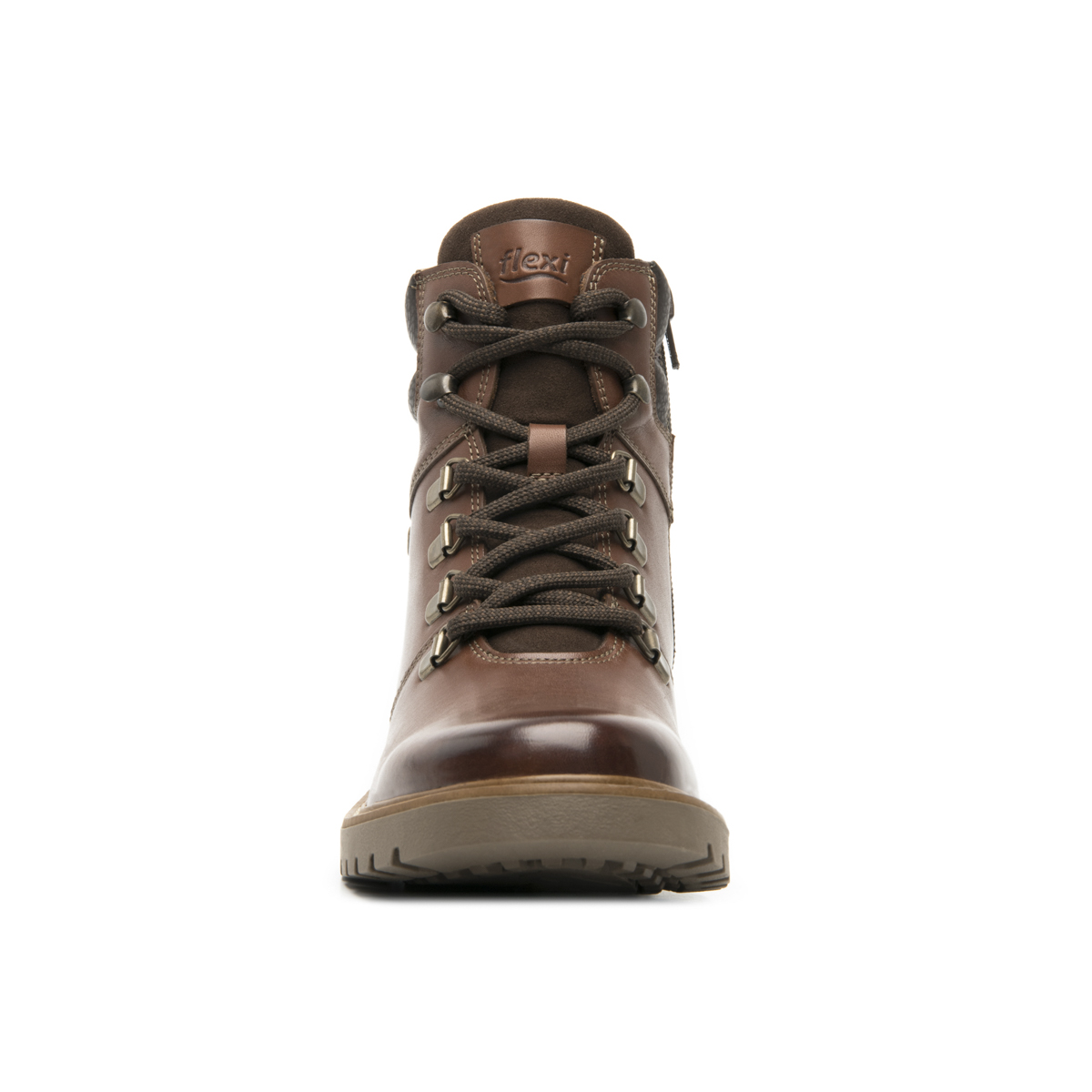 Women's Leather Bootie with Internal Zipper Style 37819 Cognac