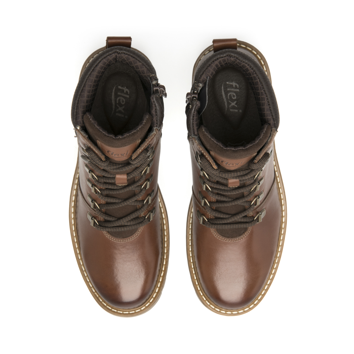 Women's Leather Bootie with Internal Zipper Style 37819 Cognac