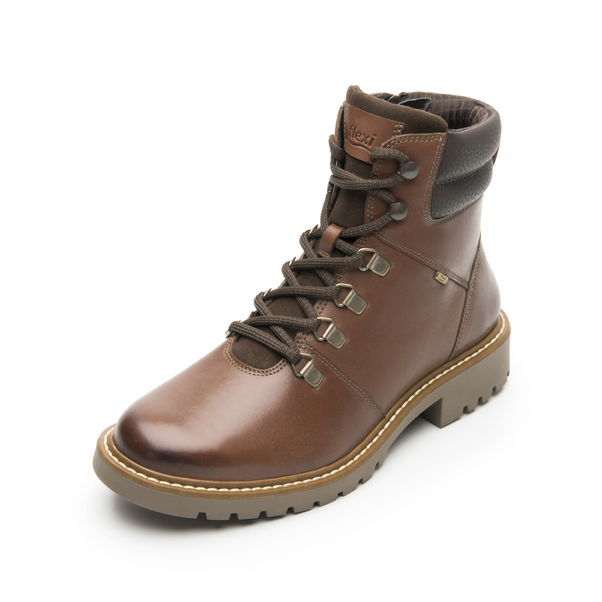 Women's Leather Bootie with Internal Zipper Style 37819 Cognac