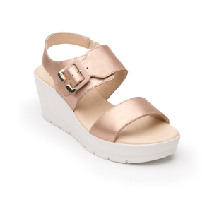 Sandalia Casual Flexi De Piel Metalizada Para Mujer - Estilo 44516 Oro Rosa Sandalia Casual Flexi De Piel Metalizada Para Mujer - Estilo 44516 Oro Rosa
