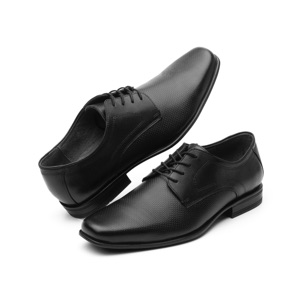 Men's Engraved Leather Flexi Office Dress Shoe - Style 90708 Black