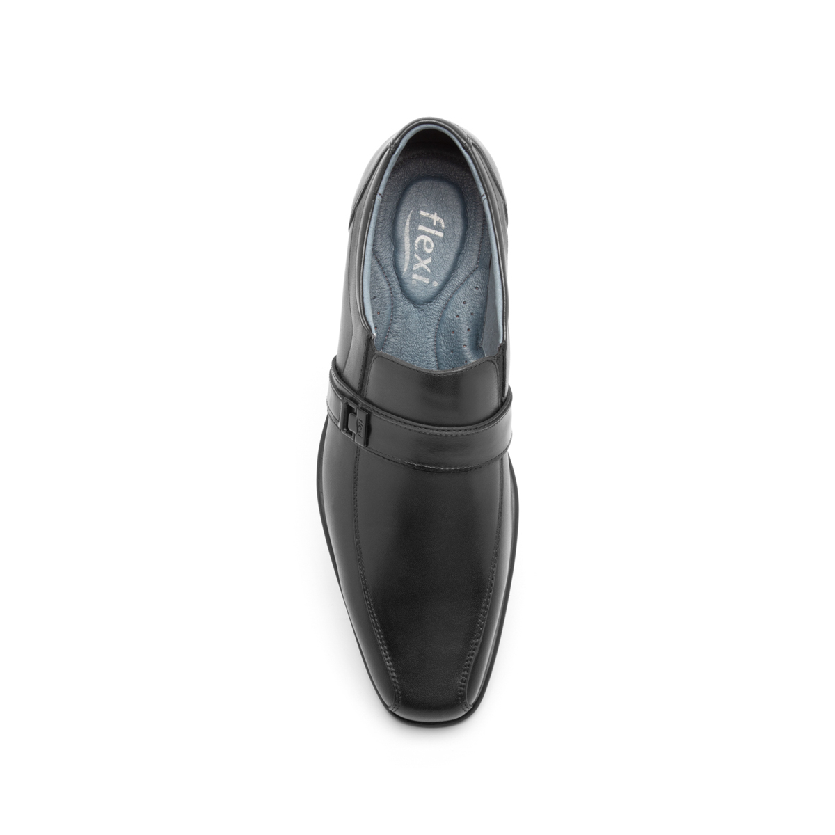 Men's Flexi Moccasin Shoe with Front Buckle Style 90712 Black