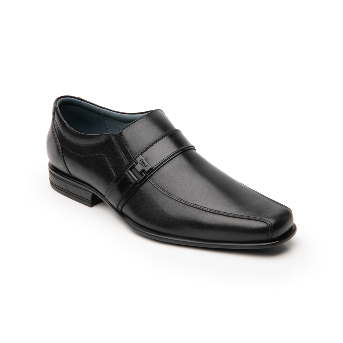 Men's Flexi Moccasin Shoe with Front Buckle Style 90712 Black