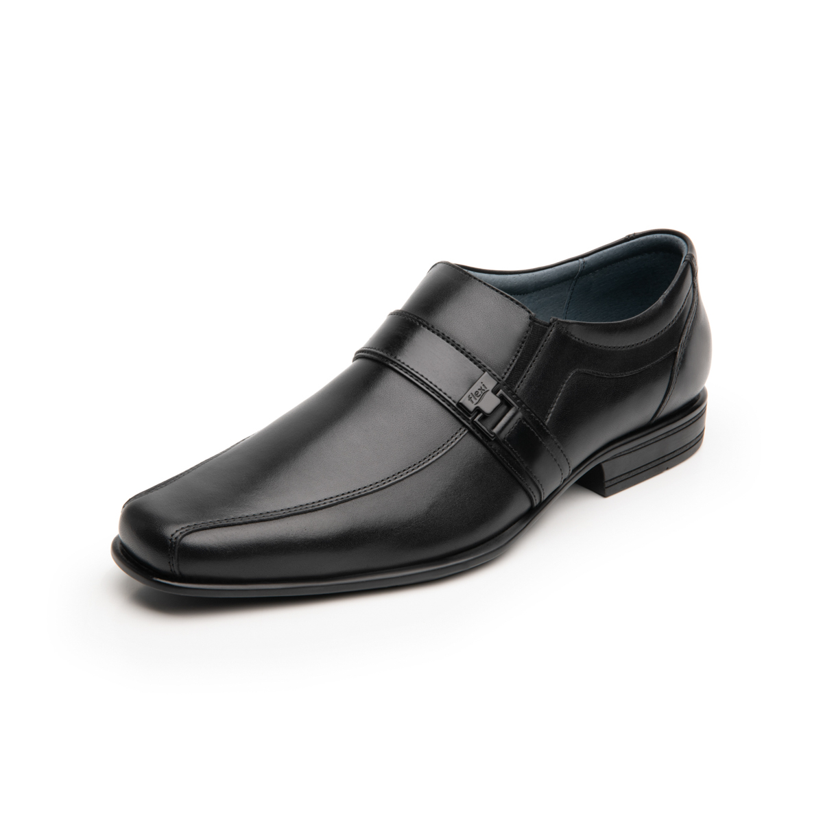 Men's Flexi Moccasin Shoe with Front Buckle Style 90712 Black