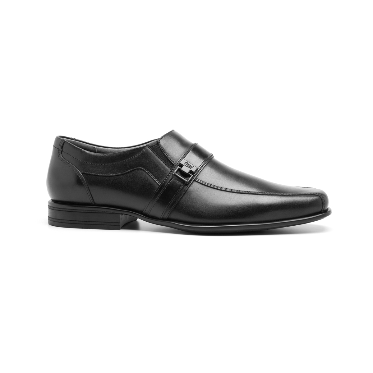 Men's Flexi Moccasin Shoe with Front Buckle Style 90712 Black